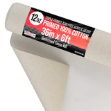 U.S. Art Supply 36 Wide x 2 Yards (6 Feet) Long Unstretched Canvas Roll - 100% Cotton, 12-Ounce Triple Primed Gesso, Acid-Free -