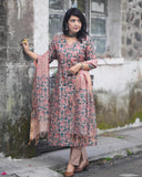 Gosriki Women'S Cotton Blend Printed Straight Kurta With Pant & Dupatta (Moringa Green-Jl-Gs_4Xl_Green_Xxxx-Large),Green,4,B0D9WGMXSS