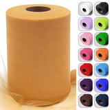 Gold Tulle Fabric Roll 6 Inch by 100 Yards (300 feet) Sheer Netting Spool for Tutu Skirt Christmas Gift Wrapping Wedding Baby Sh