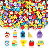 SEPGLITTER 300pcs Back to School Polymer Clay Beads, Apple Pencil School Bus Spacer Beads for Jewelry Making First Day DIY Brace