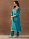 Libas Women'S Silk Blend Kurta Set (Gs1032_Blue_S)