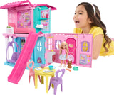 Barbie Chelsea Toy Dollhouse with 15+ Accessories, Pop-Up House Expands to 17+ x 13+ inches with 5 Play Areas & Slide, Includes