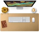 Bloss Gold Leather Desk Mat 35.4 x 15.7, Large Keyboard Pad for Desk, Desk Matt for Desktop, Waterproof Desk Pad Mat, Computer M