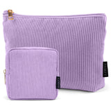 MAGEFY Small Makeup Bag, 2 Pcs Corduroy Makeup Bag for Purse Make Up Organizer Bag Mini Pouch with Slip-in Pockets Aesthetic Pre