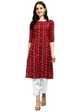 Wedani Women Crepe Printed Kurti (Krt483) (Large Maroon),Maroon,L