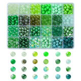 Ipotkitt 600pcs Green Transparent Acrylic Round Beads 24 Styles 8mm Handcrafted Loose Spacer Beads for DIY Jewelry Necklace Brac