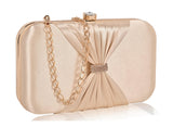Adisa Bow Formal Party Clutch With Gold Chain For Women And Girls (Cl102-Gol_Gold),Gold,,B0CLJJJTXN