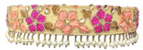 Duchess Net Pink Gold Floral Pearl Tasseled Saree Waist Belt For Women