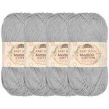 JubileeYarn Baby Soft Bamboo Cotton Yarn - 50g/Skein - Cloudy Grey - 4 Skeins