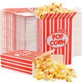 Xinnun 300 Pcs Paper Popcorn Boxes 1 oz Close Top Oil Proof Disposable Popcorn Container 6 x 4 x 2 Inch Stripes Leak Proof Popco