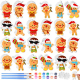 Syhood 24 Pcs Ceramic to Paint Gingerbread Man Ornaments Crafts for Paint Your Own Kit DIY Ceramics Gingerbread Men Ceramic Orna