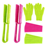 6PCS (1 pair of gloves, 2 brushes, 2 replacement cloths) Plant Dusting Tool Set, Microfiber Gloves for Plants,Plant Leaf Cleaner