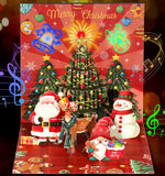 Coralogo Lights and Musical Christmas Card - Plays 2 Christmas Songs & Cheers Lights & Santa Sounds & Surprise Scene 3D Merry Xm