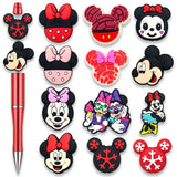 Garetheora 12Pcs Cute Cartoon Focal Beads for Pens, Cartoon Silicone Focal Beads for Making DIY Bead Pens Keychain Jewelry (Mous