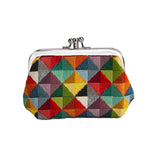 Signare Fashion Tapestry Double Clasp Metal Frame Purse (Multicolored Triangle)