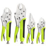 FASTPRO 4-Piece Locking Pliers Set with Heavy Duty Grip, 5, 7 and 10 Curved Jaw, 6-1/2 Long Nose Locking Pliers Included, Vise G