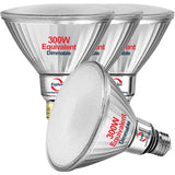 Explux 300 Watt Equivalent PAR38 LED Flood Light Bulbs, Ultra Bright 3200 Lumens, Dimmable, Full-Glass Outdoor Waterproof & Anti