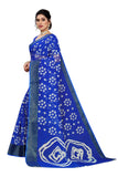 Gosriki Women'S Linen Cotton Geometric Printed Saree With Blouse Piece (Farha Dark Blue_Dark),Dark,,B097ZR27QB