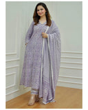 Anni Designer Women'S Cotton Blend Floral Straight Kurta With Pant & Dupatta (Nihira_Purple_Small),Purple,S,Cotton Blend,Nihira Blue_206,