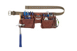 AWP Suede Leather General Construction Tool Pouch Apron | 11Pocket Tool Organization Work Belt | Brown | Fits Up to 50 Waist S