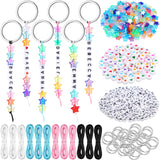 Landical 564 Pcs Star Beads Keychain Making Kit Star Key Chain DIY Craft Adjustable Letter Bead Charm Friendship Inspirational P