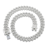 Saintda Mens Cuban Link Chain Iced Out Silver/Gold/Rose Gold Miami Cuban Necklace Bling Diamond Chain Hip Hop Jewelry With Gift Box For Women(Silver-13.5Mm 18Inch) -Like New