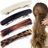 STSTR 4PCS French Barrette Hair Clips for Women, 2 Styles Small Tortoise Shell Hair Clip, Curved Glossy Thin Hair Flat Hair Acce