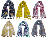 Fusfus WomenS Printed Chiffon Scarves And Stoles, Free Size(Multicolour, Fs1999) Pack Of 6 (Multicolor3)