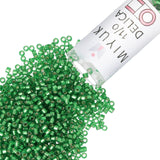 Miyuki Delica Seed Beads - Size 11/0 (1.6 mm), DB0688, Semi Matte Silver-Lined Medium Green Dyed, 7.2 g, Approx. 1440 Beads, Mad