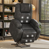 Electric Power Lift Recliner Chair with Massage for Elderly Corduroy Fabric Recliner Single Sofa with Cup Holders, Side Pockets