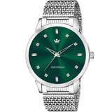Crestello Stainless Steel Analog Men'S Watch (Green Dial Silver Colored Strap)