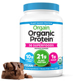 Orgain Organic Vegan Protein Powder + 50 Superfoods, Creamy Chocolate Fudge 21g Plant Based Protein, Gluten Free, Dairy Free,