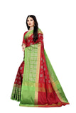 Om Sai Latest Creation Soft Cotton & Silk Saree For Women Half Sarees Under 349 2020 Beautiful For Women Saree Free Size With Blouse Piece (Royal Red-Green)