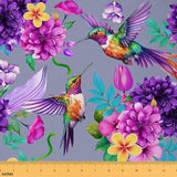 Feelyou Hummingbird Fabric by The Yard, Farmhouse Tropical Birds Floral Upholstery Fabric for Chairs, Watercolor Hummingbird Flo