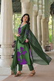 Gosriki Women'S Cotton Blend Printed Straight Kurta With Pant & Dupatta (Protin-Green-Gs_S_Green_Small),Green,,B0D3QR5NB2