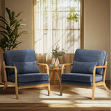 COLAMY Mid Century Modern Accent Chair Set of 2 with Lumbar Pillow, Relaxing Armchair with Solid Wood Frame & Soft Cushion, Read