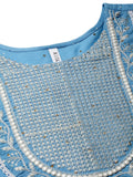 Stylum Women Cotton Anarkali Kurta Pant And Dupatta Set (Kpdskystar42_Light Blue_Xl)