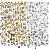 BronaGrand Vintage Charms Bulk,200pcs Mixed Antique Charms Tibetan Alloy Pendants for Necklace Bracelet Jewelry Making and Craft