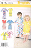 Simplicity 1574 Toddlers Pajama and Robe Sewing Patterns, Sizes 1/24