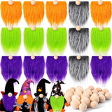 Tudomro 15 Pcs Gnome Beards for Crafts Christmas Faux Fur Fabric Precut Gnomes Beards Handmade 30 Pcs Wood Balls for Christmas H