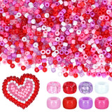 Whaline 2000 Pcs Valentine's Day Pony Beads Bulk Assorted Pink Pony Craft Beads for DIY Crafts Necklace Bracelet Making Supplies
