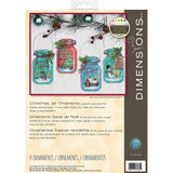 Dimensions 7008964 Counted Cross Stitch Holiday Mason Jar Ornament Kit, 4pc