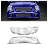 HECASA Front Upper & Lower Grille Compatible with 2008-2014 Cadillac CTS-V CTSV Coupe/Wagon/Sedan Replacement for 23345018 23185