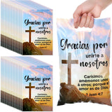 Panelee 50 Pcs Spanish Welcome to Our Church Bags Religious Plastic Brochure Church Gift 1 Juan 4: 7 Treat Bags with Handles for