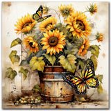 igoodom Diamond Art Kits for Adults, Sunflowers Diamond Art Kits, Full Drill Round Sunflowers Butterfly Diamond Painting Kits, D