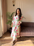 Gosriki Women'S Rayon Viscose Straight Printed Kurta With Palazzo (Aneena White-Gs_S_White_Small),White,,B0F9PVYV1X