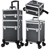 Professional Rolling Makeup Case, 3 in 1 Makeup Train Case, Cosmetology Case on Wheels, Large Makeup Trolley Salon Barber Travel