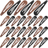 WILLBOND 30 Pieces 3.1 Inch Large Metal Snap Hair Clips Nonslip Barrettes Women Hair Accessories (Brown and Black)