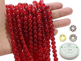 ZHFMLY 450pcs Maroon Crackle Glass Beads Handcrafted Round Lampwork Smooth Loose Beads for Bracelet & DIY Jewelry Making 8mm