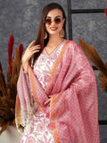 Anni Designer Women'S Cotton Blend Straight Printed Kurta With Pant & Dupatta (Gojari Peach_Xxl_Peach_Xx-Large),Peach,2XL,,,